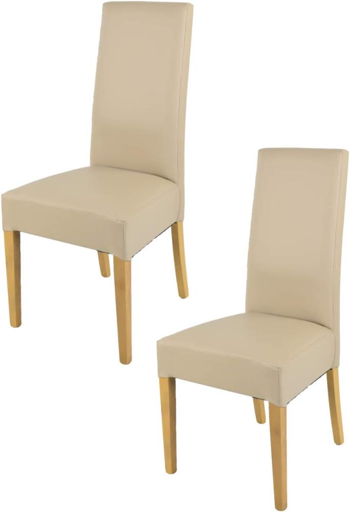 Tommychairs - 2er Set Moderne Stühle Luisa für Küche und Esszimmer, robuste Struktur aus lackiertem Buchenholz Farbe Eiche, Gepolstert und mit Kunstleder in der Farbe Leinen bezogen Bild 1