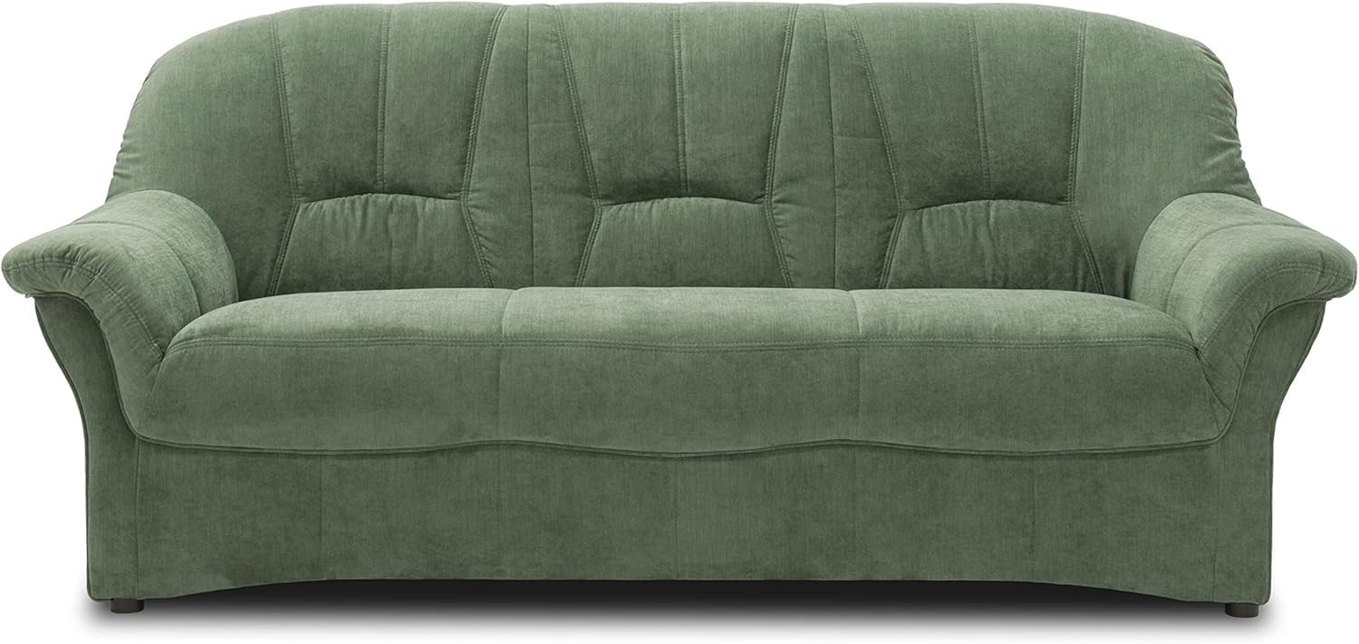 DOMO Collection Bahia FK Sofa, 3er Couch mit Federkernpolsterung, Federkernsofa in klassischem Design, 3 Sitzer, Polstermöbel, grün, 200 cm Bild 1