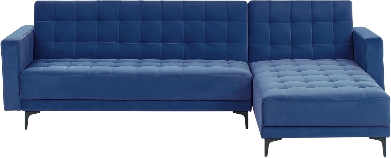Modul Eckschlafsofa 4-Sitzer ABERDEEN Samtstoff Blau linksseitig Bild 1