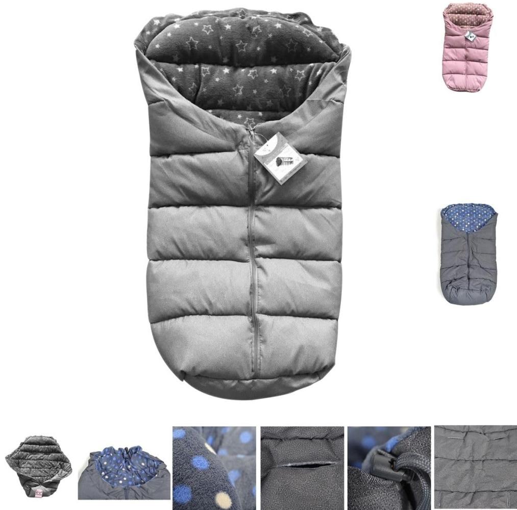 Cangaroo Fußsack Cuddle, für Kinderwagen Thermofleece wasserdicht Reißverschluss grau Bild 1