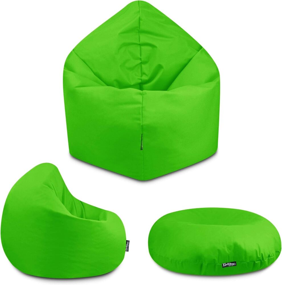 BuBiBag - 2in1 Sitzsack Bodenkissen - Outdoor Sitzsäcke Indoor Beanbag, Apfelgrün, Ø 125,0 cm Bild 1