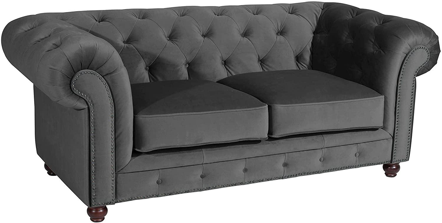 Orleans Sofa 2-Sitzer Samtvelours Anthrazit Buche Nussbaumfarben Bild 1