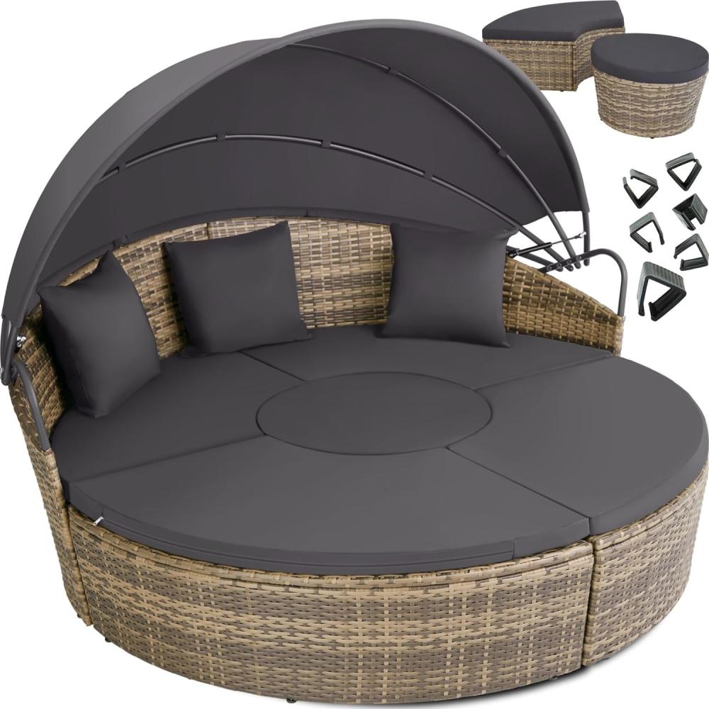 tectake Loungeset Rattan Sonneninsel, (Set, 5-tlg), widerstandsfähig Bild 1