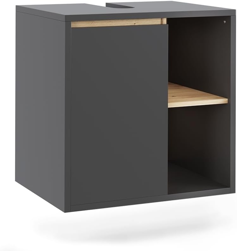 Waschbeckenunterschrank Viola Grau/Artisan 60 x 60 cm mit offenen Regalen Vicco Bild 1