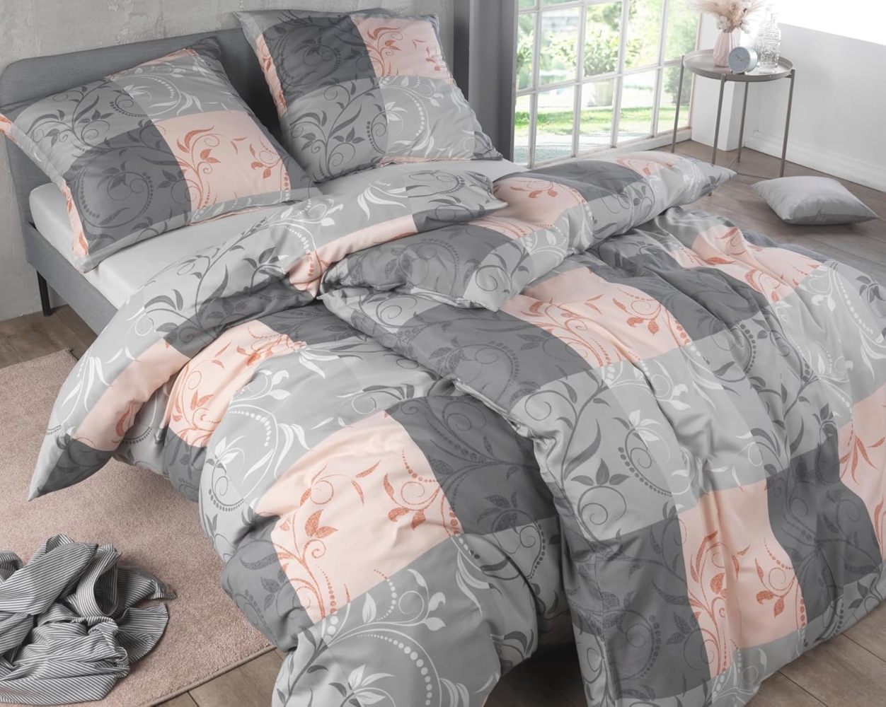 Kuscheli Bettwäsche 2 x 135 x 200 + 2 x 80 x 80 cm atmungsaktiver Bettbezug, moderne Designs, Mikrofaser, 4 teilig, Für Allergiker geeignet, pflegeleicht, angenehm weicher Stoff Bild 1