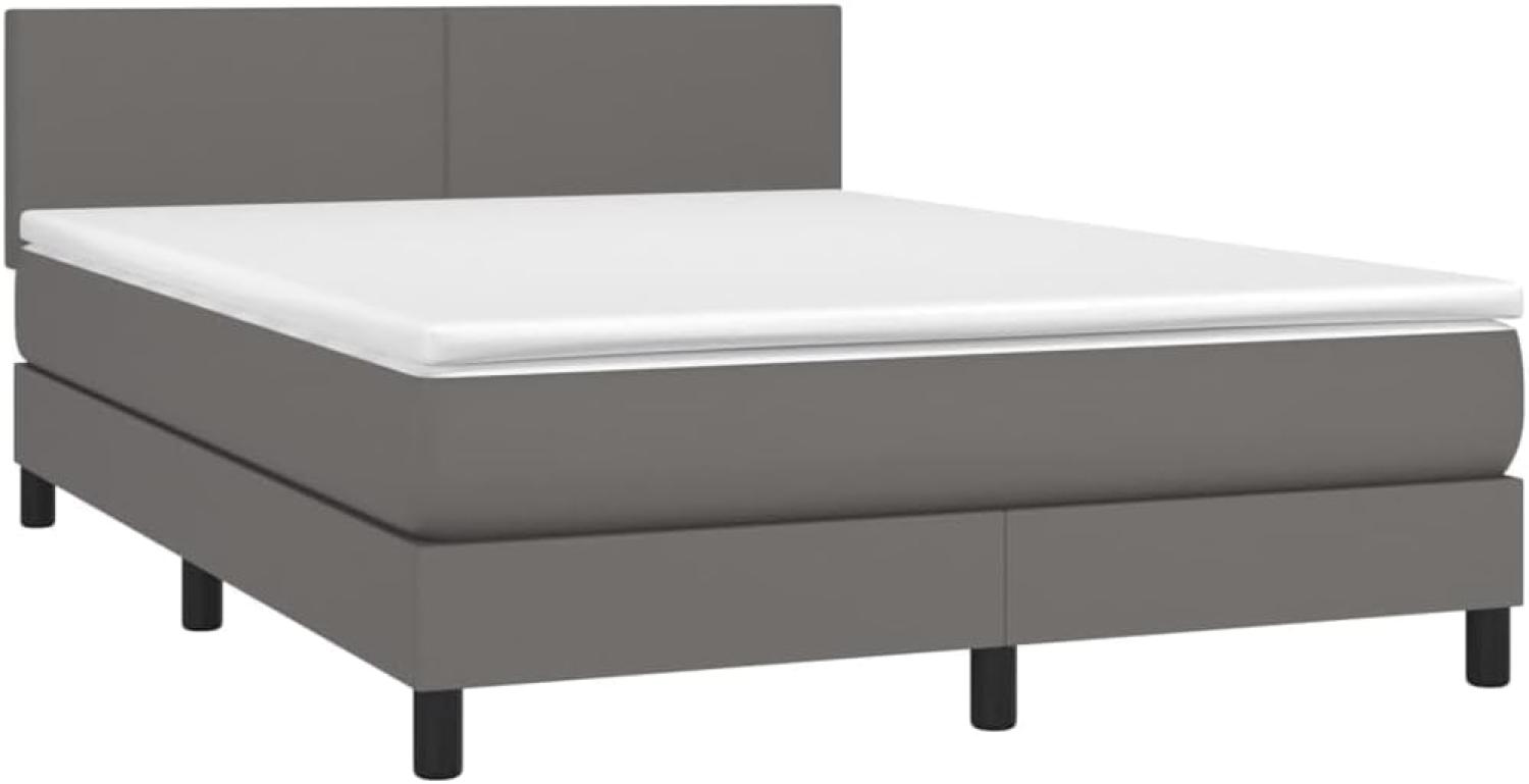 vidaXL Boxspringbett mit Matratze & LED Grau 140x200 cm Kunstleder 3134109 Bild 1