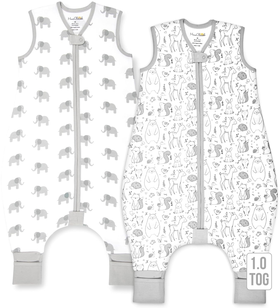 Mama Cheetah Kleinkind-Schlafsack mit Füßen, 3T – 4T, 1,0 Tog, Bio-Baumwolle, Baby-Schlafsack mit Beinen, tragbare Decken für Spaziergänger mit 2-Wege-Reißverschluss Bild 1