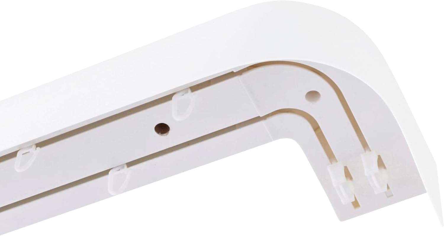 GARESA Schienensystem Kunststoffschiene mit Blende, 2-läufig, Wunschmaßlänge, mit Bohren, verschraubt, Kunststoff, seitlich mit 2 Rundbögen (kein Spalt zwischen Vorhang und Wand) Bild 1