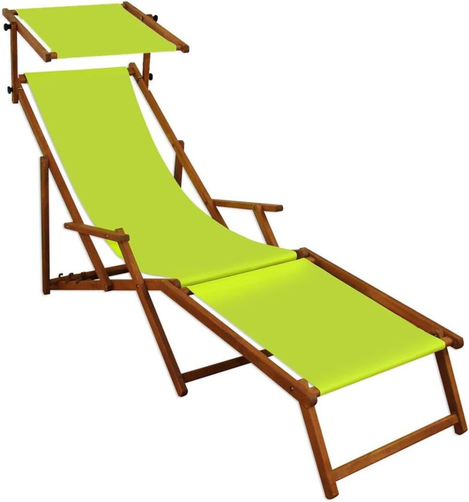 Sonnenliege pistazie Liegestuhl Fußteil Sonnendach Gartenliege Holz Deckchair Gartenmöbel 10-306 F S Bild 1