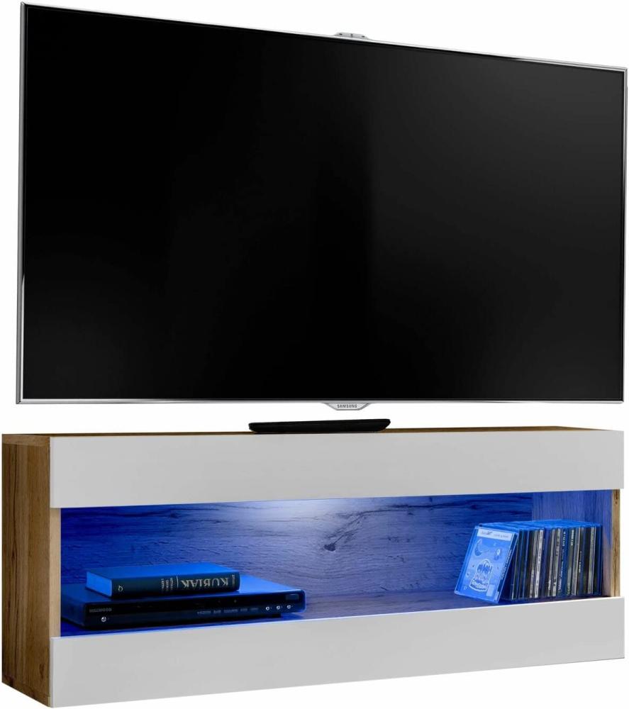 Stylefy Azara Lowboard Wotan Eiche Weiß ohne LED-Beleuchtung Bild 1