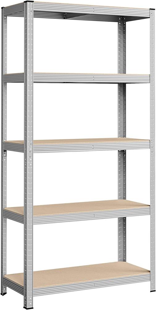 Songmics Standregal,Schwerlastregal, Kellerregal, Bücherregal, Lagerregal, 5 Ablagen, Küchenregal, Regal,verstellbare Ablagen, Industriestil,180x90x40cm,Silbern,GLR40SV Bild 1