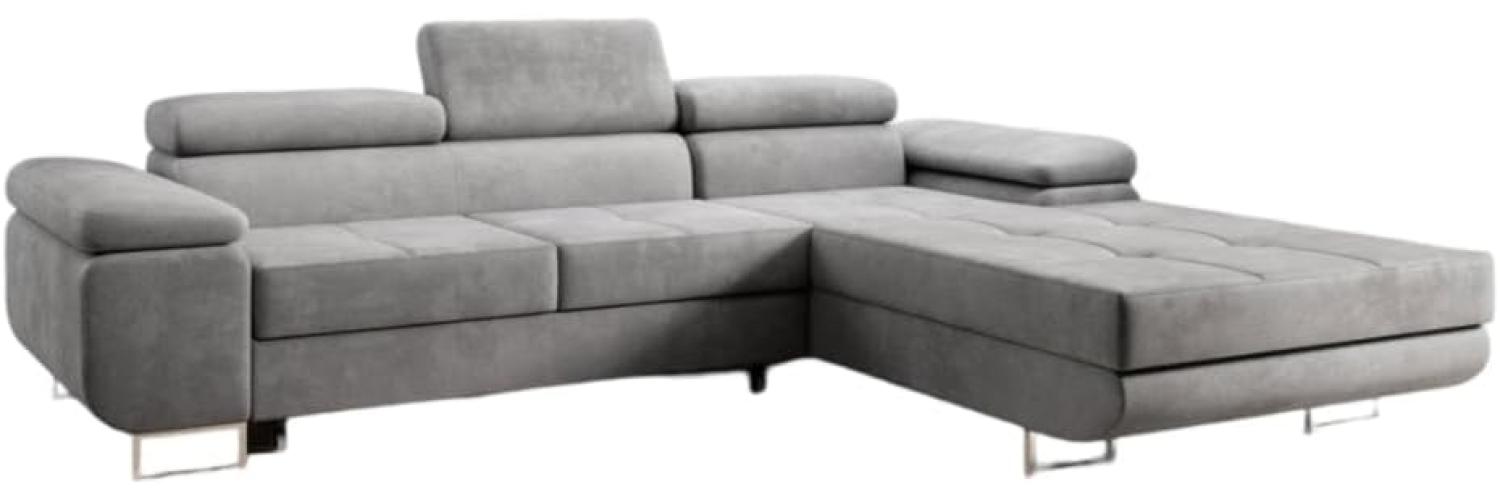 Designer Sofa Calvera mit Schlaf- und Klappfunktion (Samt) Hellgrau Rechts Bild 1