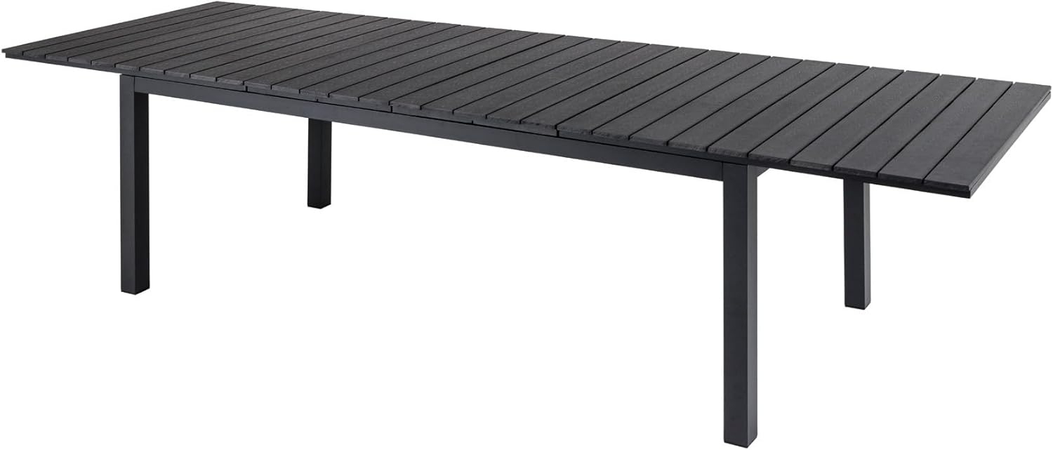 riess-ambiente Gartentisch DESIGNO 200-250-300cm schwarz · ausziehbarer Esstisch aus Aluminium (Einzelartikel, 1-St), Wetterfester Outdoortisch für 12 Personen · Tischplatte aus WPC-Bohlen Bild 1