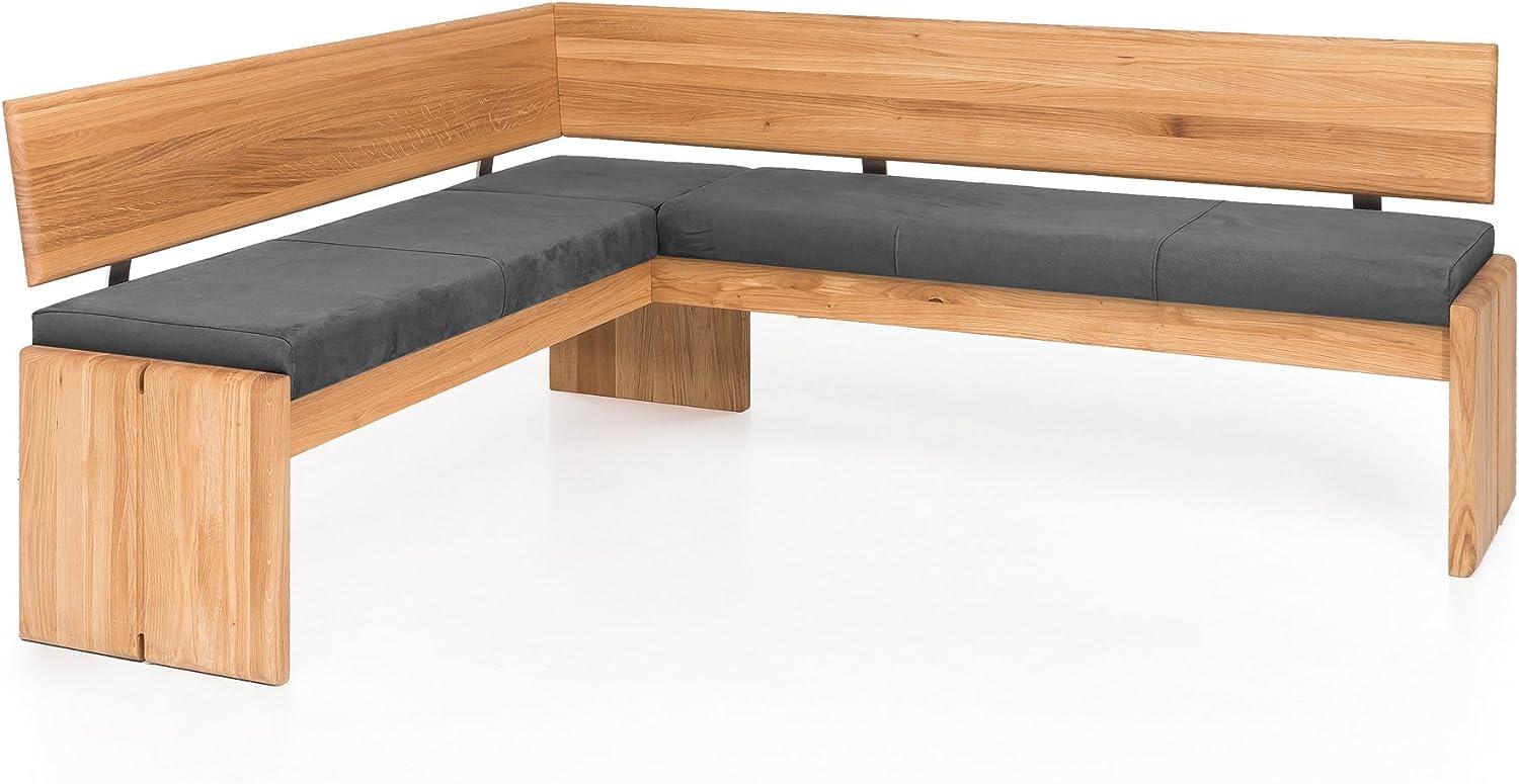 Möbel-Eins SCOTT Eckbank mit Truhe, Material Massivholz/Bezug Kunstleder Kernbuche 147x167 cm grau Bild 1