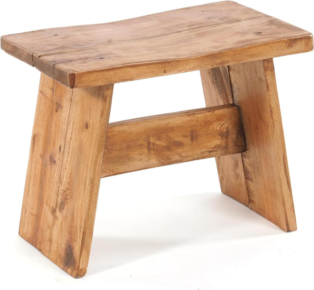 DESIGN DELIGHTS RUSTIKALES SITZBÄNKCHEN SCHEMEL 40" | Mahagoni, massiv, 40x31x25 cm (BxHxT) | Fußhocker, Dekohocker aus Holz | Farbe: 08 honigfarben gewachst Bild 1