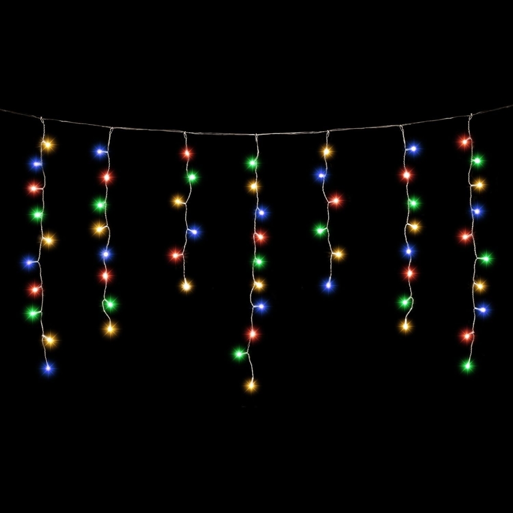 SALCAR LED Eisregen Lichterkette Außen 2m, 80er LED Lichtervorhang Innen Weihnachten mit 8 Beleuchtungsmodi und Memory-Funktion, Wasserdicht Weihnachtsbeleuchtung Außen für Pavillon Balkon, Bunt Bild 1