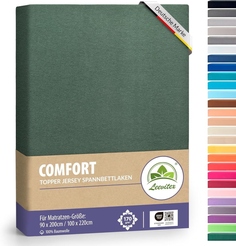 leevitex® Spannbettlaken Topperbezug Premium 170, Gummizug: Rundum-Gummizug, schwer und blickdicht, 100% Baumwolle, für Topper Bild 1