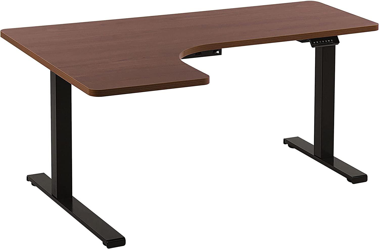Schreibtisch elektrisch höhenverstellbar, linksseitig, Braun Spanplatte, 65-131 x 160 x 110 cm Bild 1