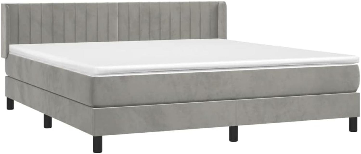 vidaXL Boxspringbett mit Matratze Hellgrau 160x200 cm Samt 3131087 Bild 1