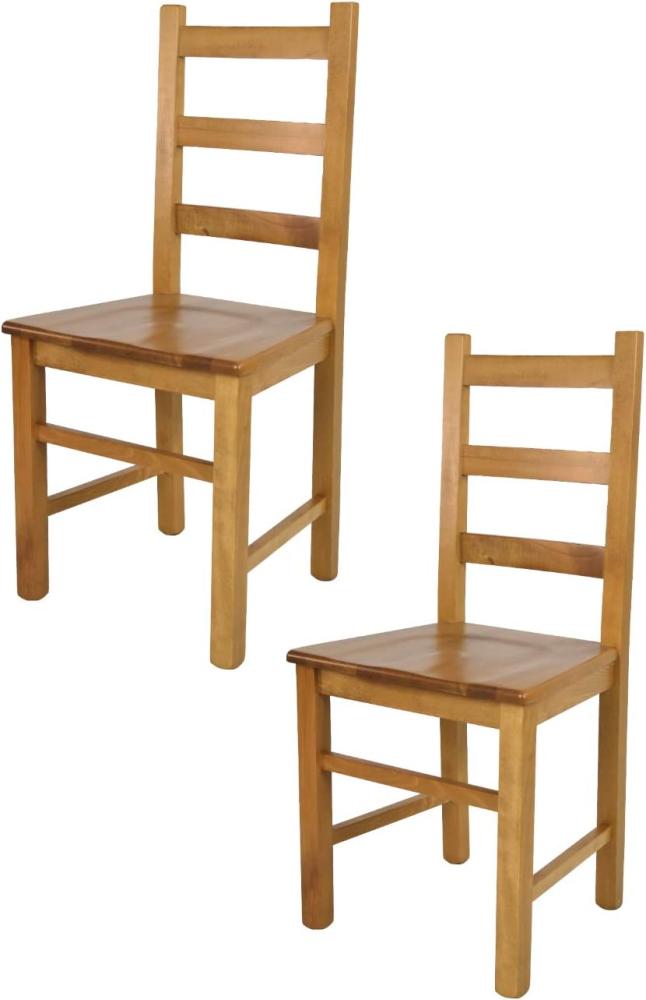 t m c s Tommychairs - 2er Set Stühle Rustica für Küche und Esszimmer, Robuste Struktur aus Buchenholz, in der Farbe Eichenholz lackiert und Sitzfläche aus Holz Bild 1