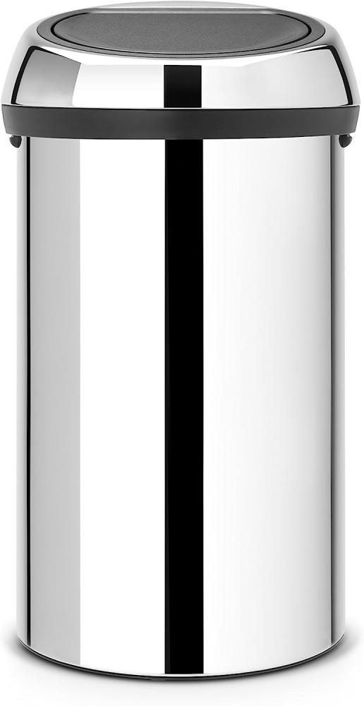 Brabantia Touch Bin, Mülleimer, Abfalleimer, Papierkorb, Deckel, Brilliant Steel, 60 L, 402609 Bild 1