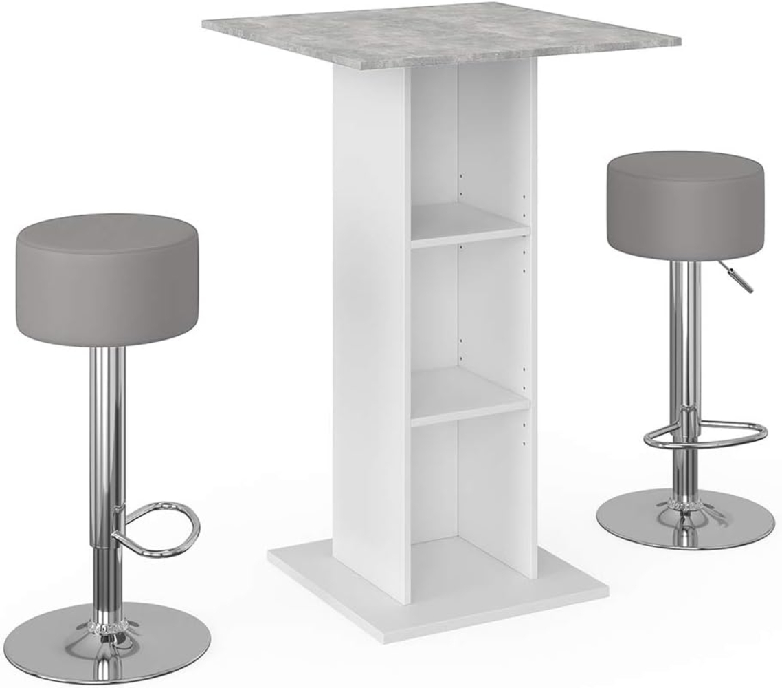 Vicco Bartisch-Set Beton 70 x 70 cm mit 2 Barhockern, Rodeo Bild 1