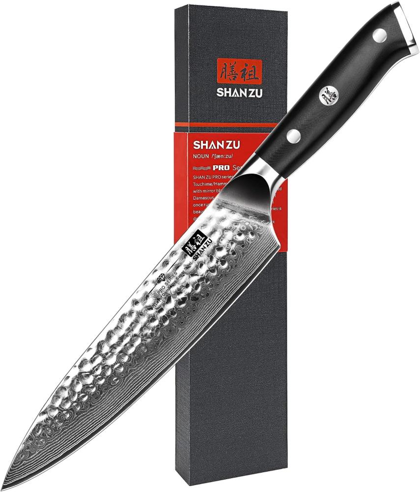 SHAN ZU Damastmesser Kochmesser 67 Schichten Damaststahl Küchenmesser mit G10 Griff 20CM - PRO Series Bild 1