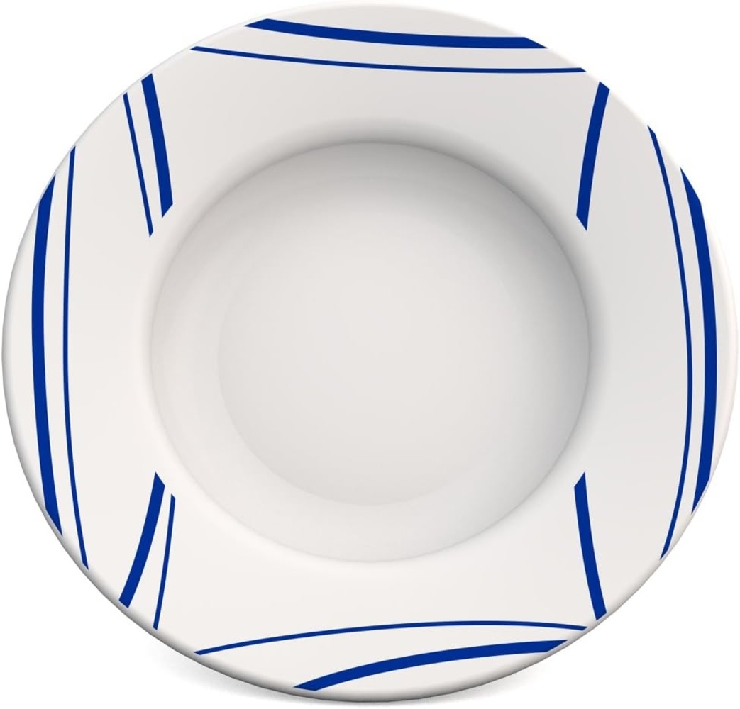 Ornamin Teller tief Ø 23,5 cm Schilf blau, Melamin hochwertiger, stabiler Kunststoffteller robustes Alltags-Geschir, Camping, Picknick, Gemeinschaftsverpflegung Speiseteller, Suppenteller Bild 1