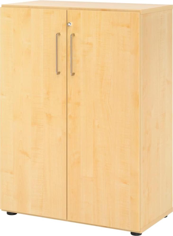 bümö® smart Aktenschrank abschließbar aus Holz | Büroschrank für Aktenordner | Büro Schrank System für Ordner | Flügeltürenschrank inkl. Einlegeböden (Ahorn, 3 Ordnerhöhen) Bild 1