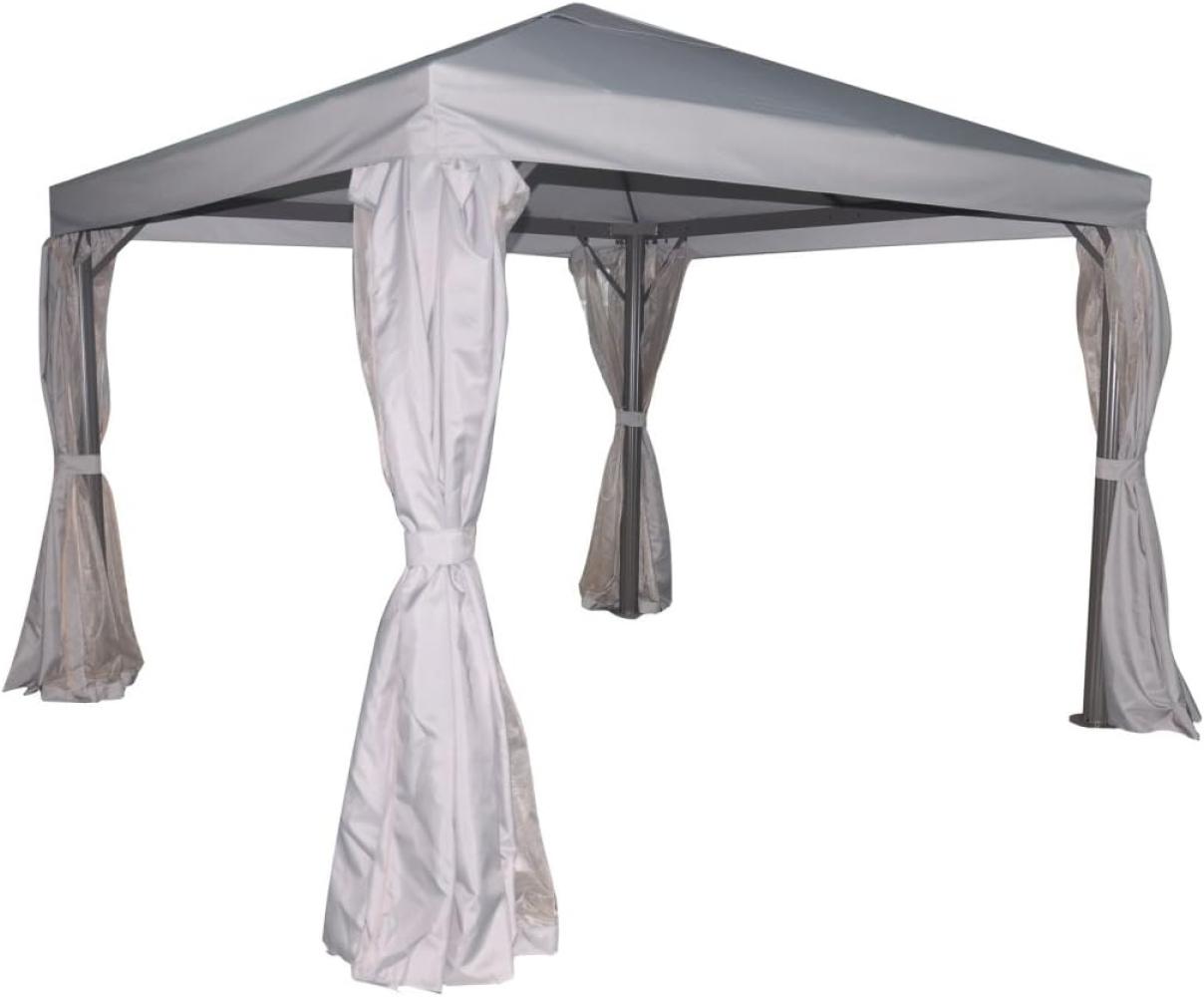 Greemotion Pavillon Portland hellgrau-Gartenpavillon 3x3 m-Faltpavillon mit Seitenwänden-Partyzelt rechteckig mit Moskitonetz-Festzelt für den Garten, 20,3 x 4,3 x 2,2 cm Polyester Faltpavillon Bild 1