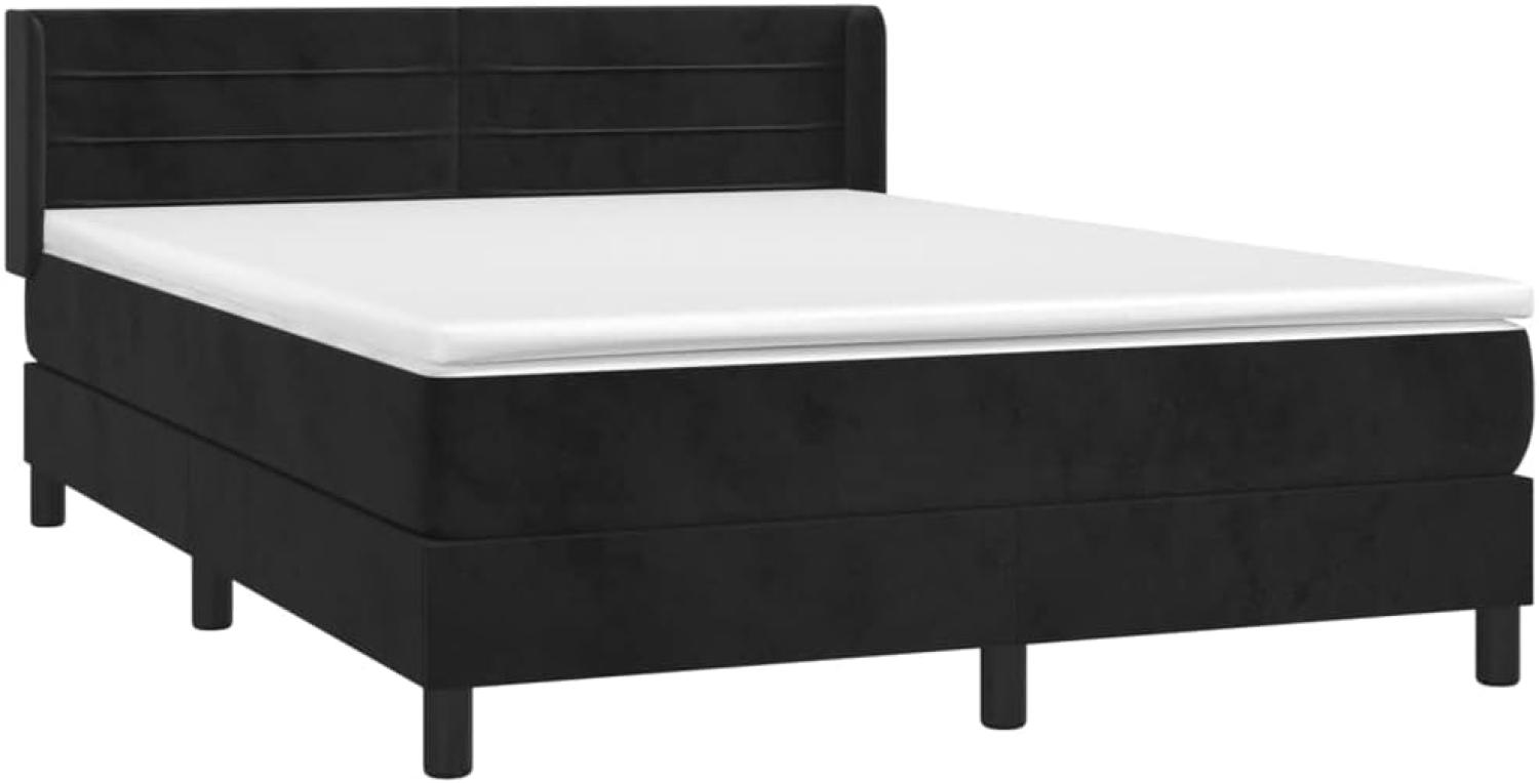 vidaXL Boxspringbett mit Matratze Schwarz 140x190 cm Samt 3131017 Bild 1