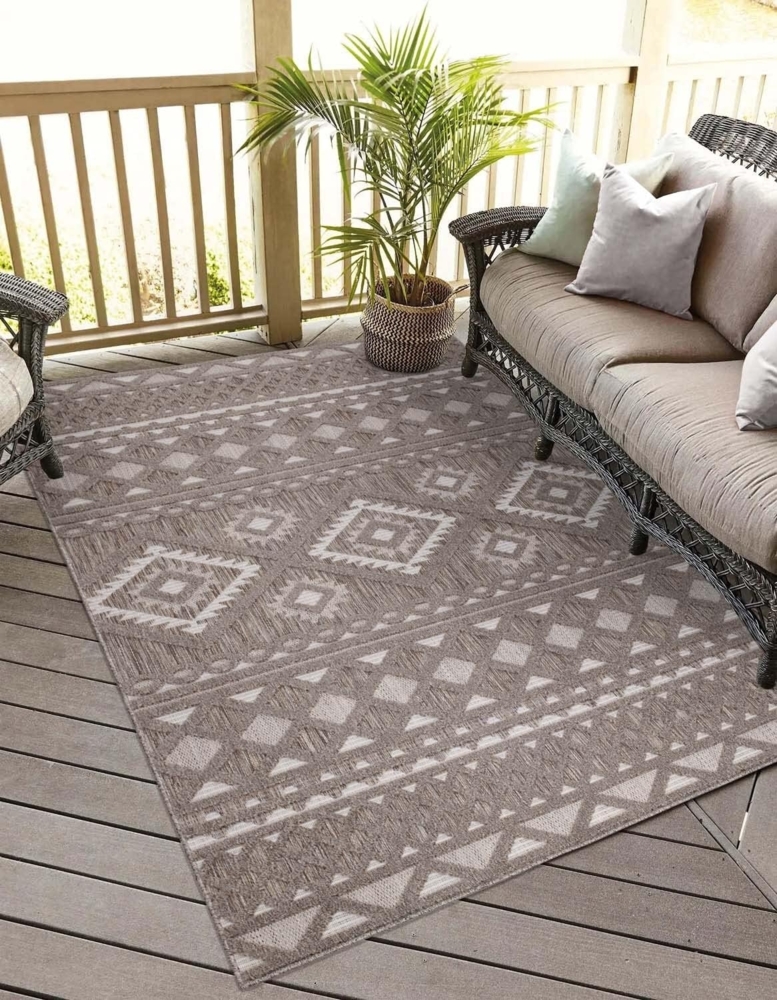 Carpet City Teppich In-& Outdoorteppich Santorini 435, 3D-Effekt, Boho-Look, rechteckig, Höhe: 5 mm, Wetterfest & UV-beständig für Terrasse, Balkon, Küche, Flur Bild 1