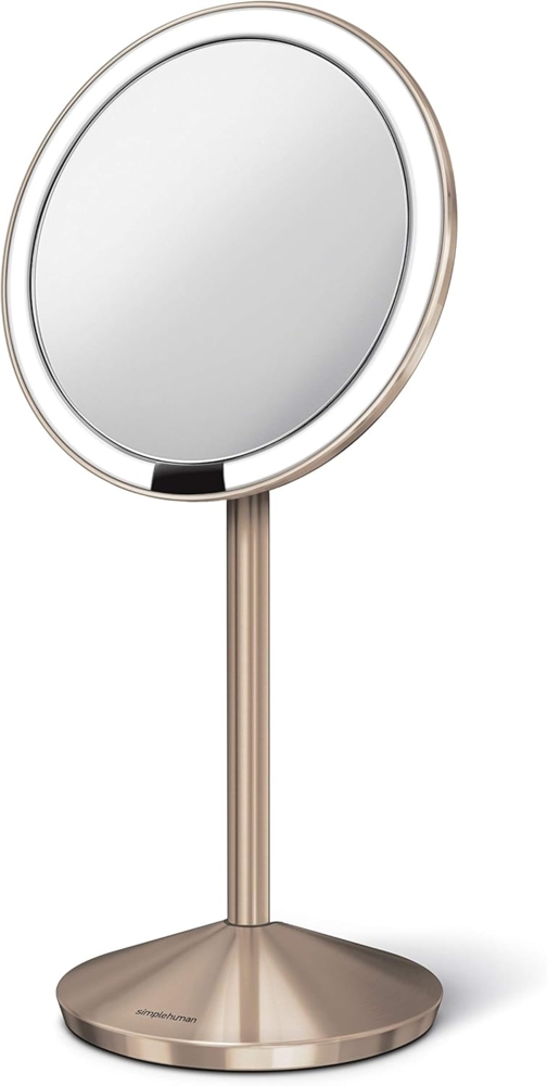 simplehuman LED-Lichtspiegel Sensorspiegel Mini Roségold 12 cm Bild 1