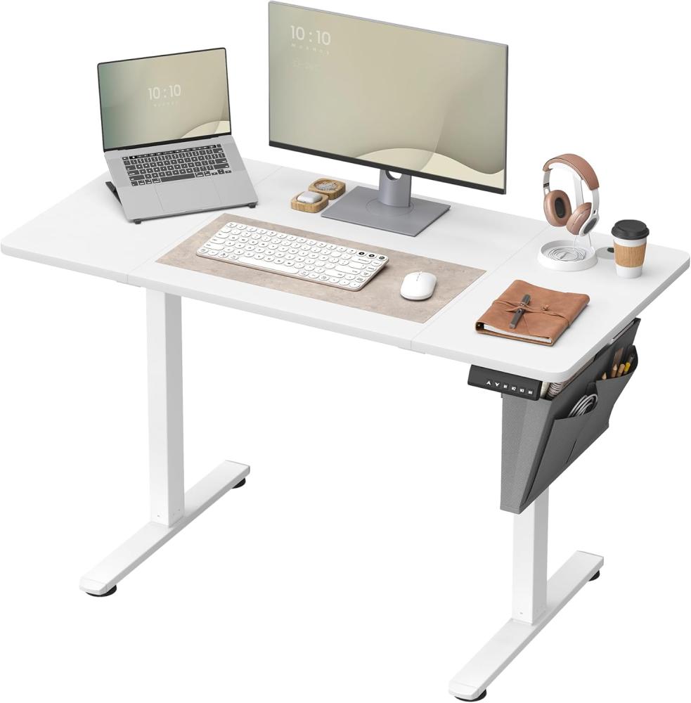 SONGMICS Höhenverstellbarer Schreibtisch elektrisch, 60 x 120 x (72-120) cm, Verstellbarer Tisch, Memory-Funktion für 4 Höhen, für Homeoffice, Arbeitszimmer, wolkenweiß LSD132W01 Bild 1