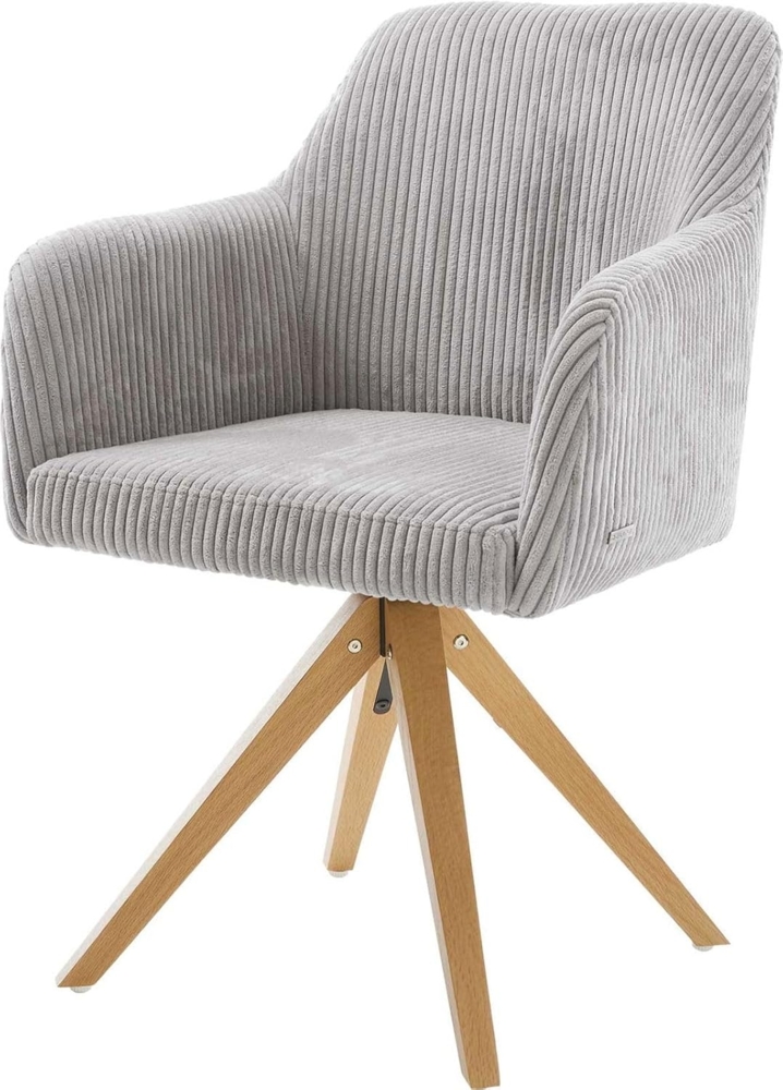 Esszimmerstuhl Greg-Flex Cord Silbergrau Holzgestell kantig Natur Taschenfederkern Bild 1