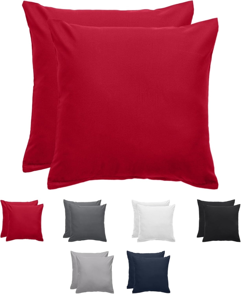 Komfortec Kissenbezug 40x40 2er Set - 100% Mikrofaser, Weich & Atmungsaktiv, mit Reißverschluss - Kopfkissenbezug - Waschbar & Pflegeleicht - Rot Bild 1
