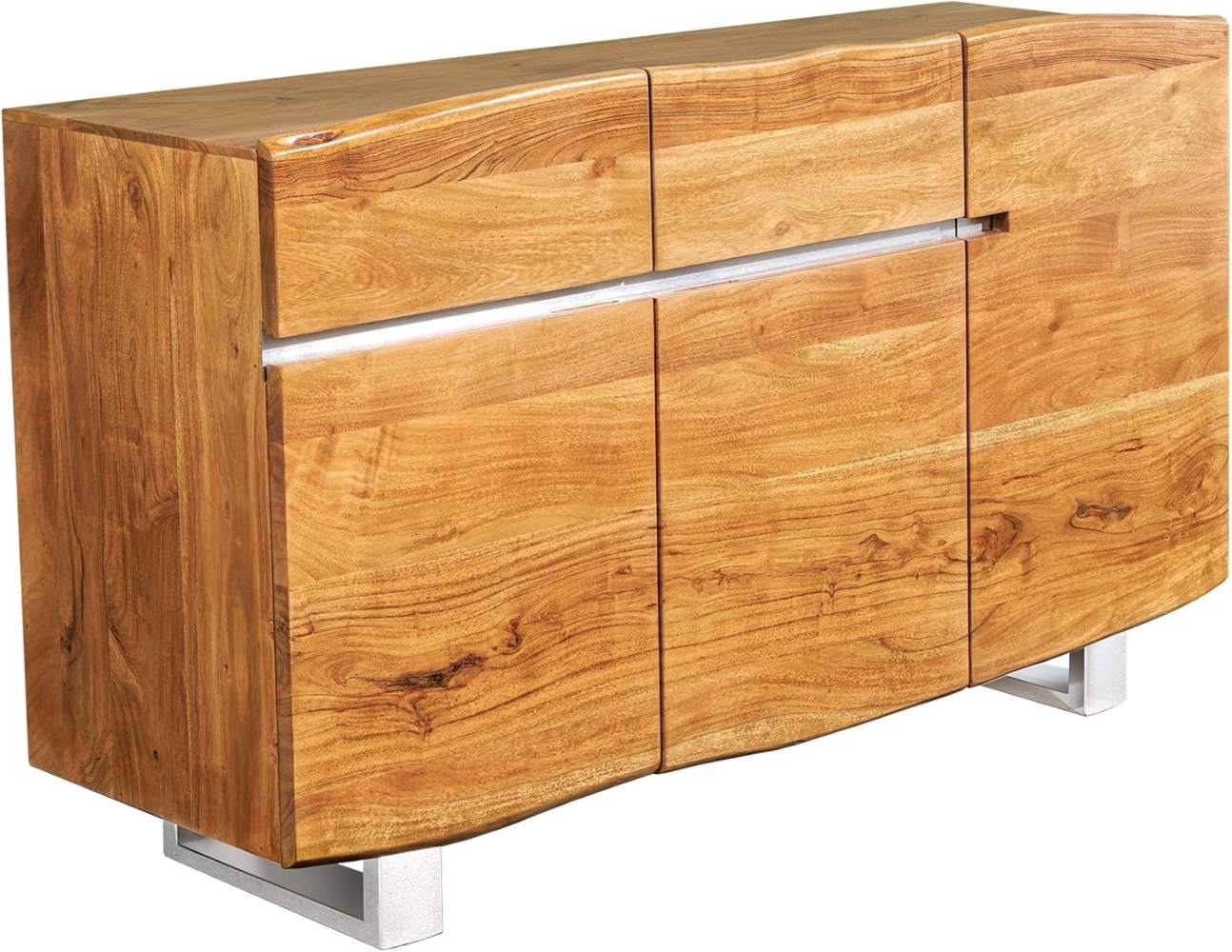 riess-ambiente Sideboard MAMMUT 135cm honigfarben (Einzelartikel, 1 St), Massivholz · Anrichte · Baumkante · Edelstahl · Kufen · Wohnzimmer Bild 1