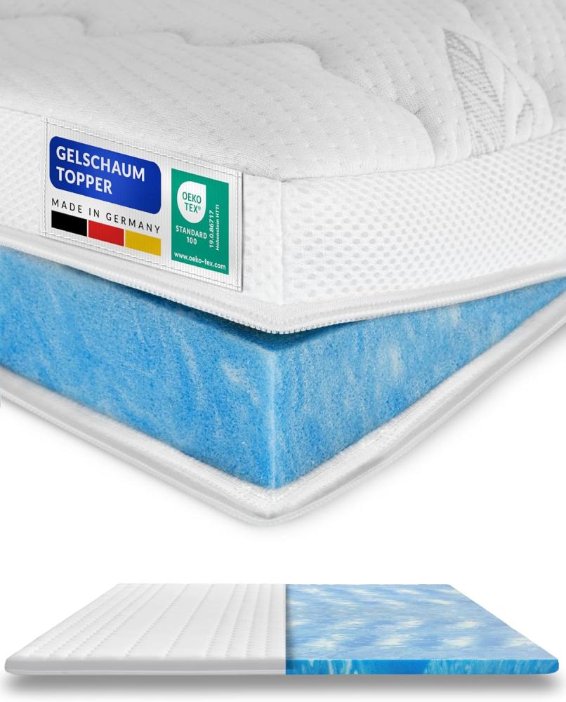 Premium Gelschaum-Topper 200x190 cm mit RG 50 - Hochwertiger Tencel-Bezug - Antirutschfunktion - Umlaufendes Klimaband - Qualität Made in Germany - Gel-Topper 200 x 190 Bild 1