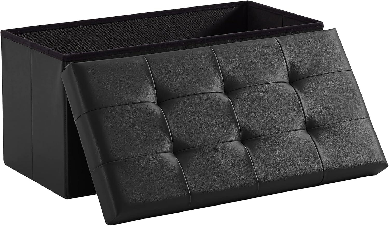 Zedelmaier Sitzbank mit Stauraum Sitzhocker faltbar belastbar bis 300 kg 76 x 38 x 38 cm(Schwarz) Bild 1