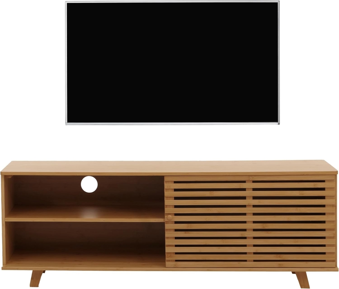 Bambus TV-Rack HWC-N80, Fernsehtisch Lowboard Kommode, Staufächer FSC®-zertifiziert 50x140x40cm Bild 1