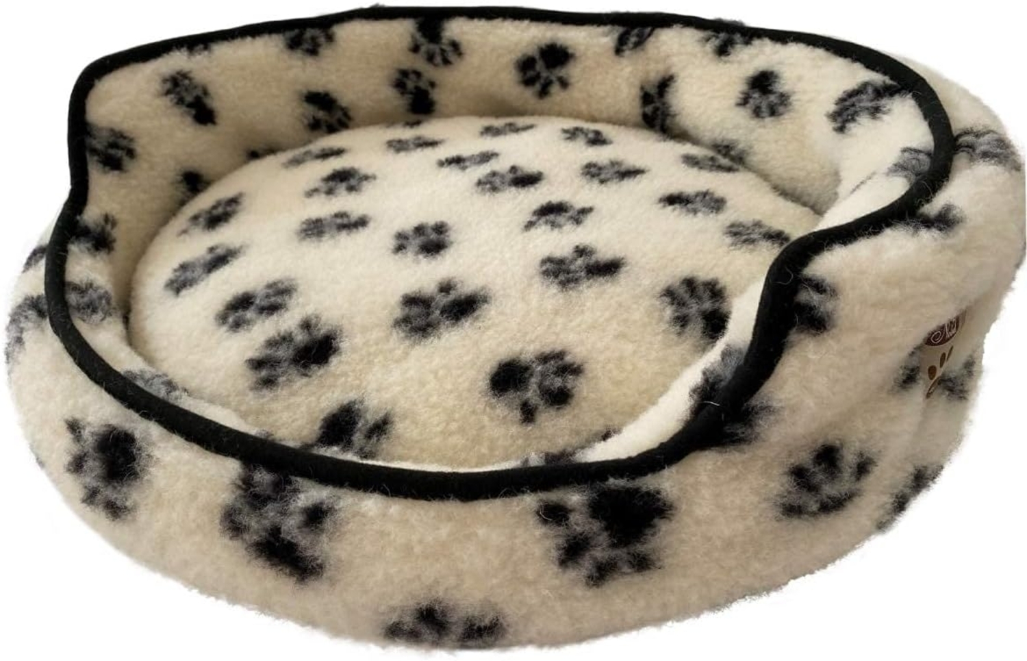 Hundebett Duo Merinowolle Ø 80 cm Farbe: Schwarz/Weiß Bild 1