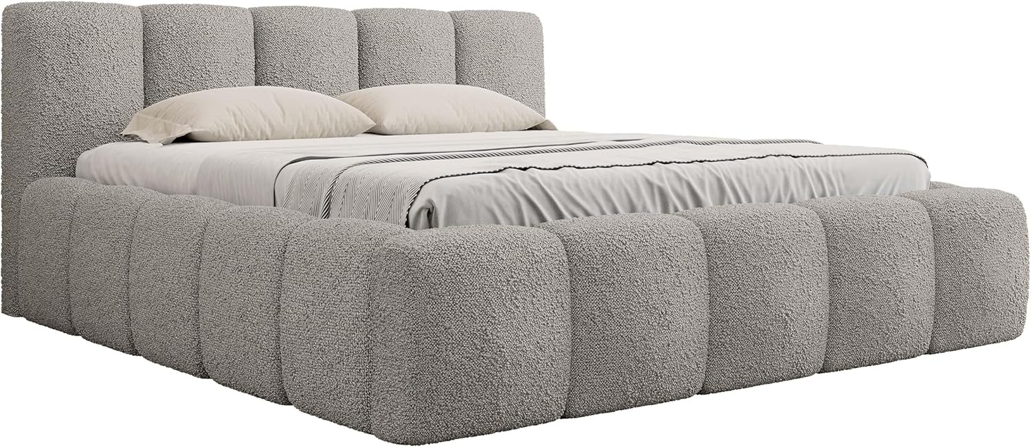 Mirjan24 'Koweni' Polsterbett mit Bettkasten, Bouclé, Taupe, 160x200 cm Bild 1