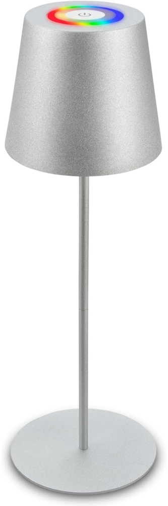BRILONER - LED Tischlampe kabellos mit Touch, buntes RGB+W Licht, höhenverstellbar, Nachttischlampe, Leselampe, LED lampe, Campinglampe, Tischleuchte, Akku Lampe, Outdoor, 36x10,5 cm, Silberfarbig Bild 1