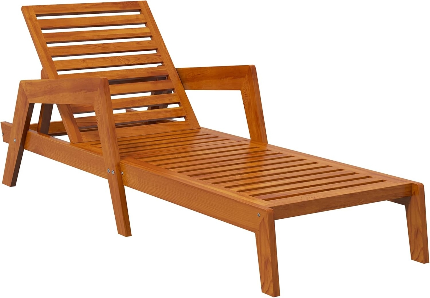 Outsunny Gartenliege Balkonliege mit verstellbarer Rückenlehne, aus Kiefernholz, Holzliege, 1 St, Sonnenliege, bis 120 kg belastbar, Orange, 66 x 190 x 73,5 cm Bild 1