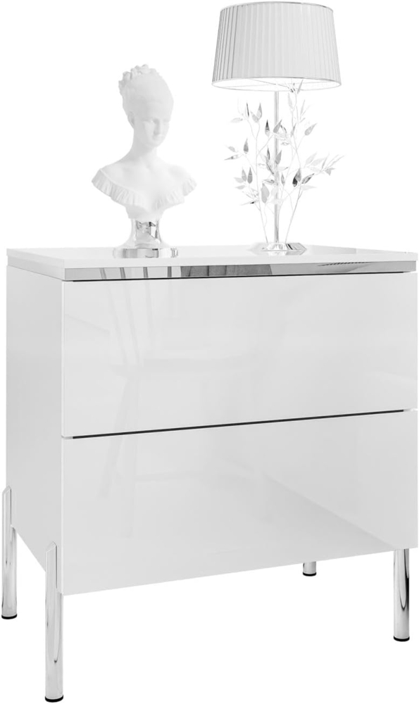 Lookway Nachttisch AURORA II SILVER mit LED‑Beleuchtung (1x Nachttisch), Breite: 50 cm Bild 1