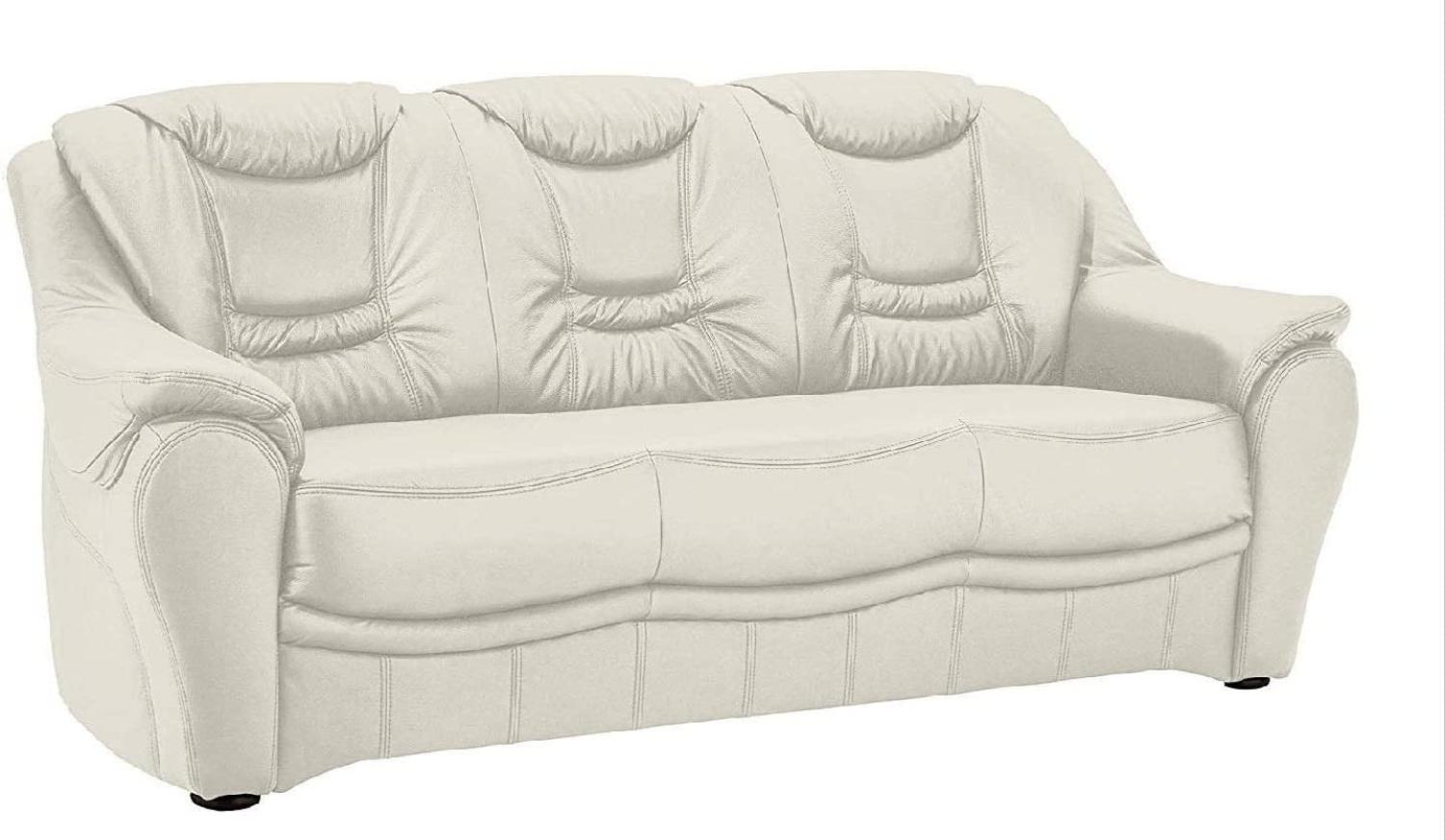 Cavadore 3-Sitzer Bansa mit Federkern / Polstercouch in Leder / 198 x 94 x 95 / Echtleder Weiß Bild 1