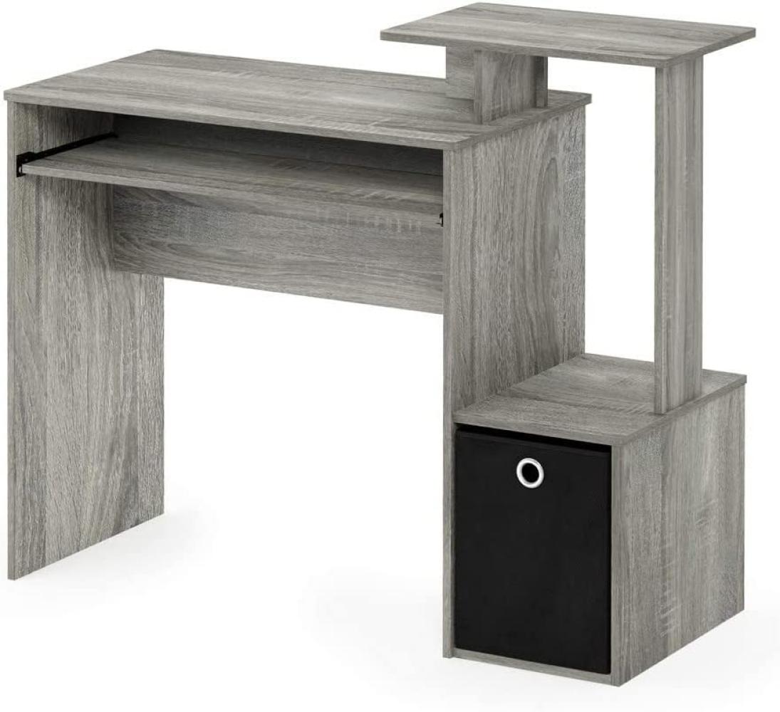 Furinno Econ Mehrzweck Home Office Computer Schreibtisch mit Ablage und Einschub, holz, Französische Eiche Grau/Schwarz, 40. 01 x 40. 01 x 86. 61 cm Bild 1