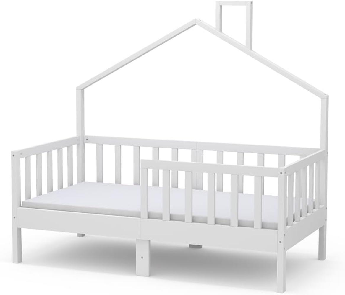 Vicco Hausbett Kinderbett Justus Weiß 70 x 140 cm mit Matratze modern Bild 1