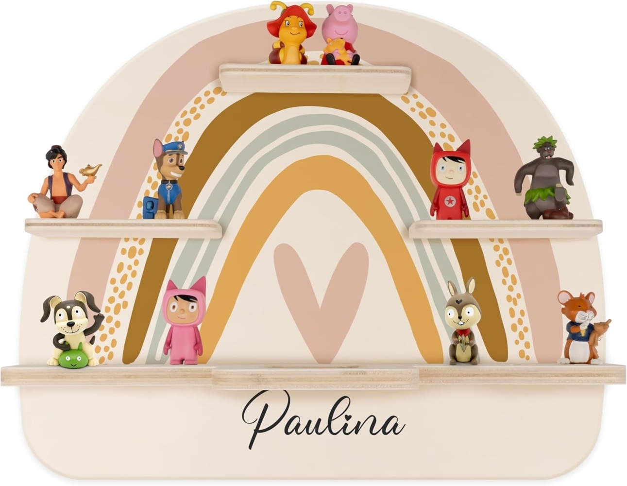 KIDSMOOD - Personalisiertes Tonie Regal für Kinderzimmer | Regenbogen Wand-Regal mit genügend Platz für Tonie-Hör-Figuren, Aussparung für Tonie-Musikbox & Kabelmanagement, Tonie Regal Mädchen & Jungen Bild 1