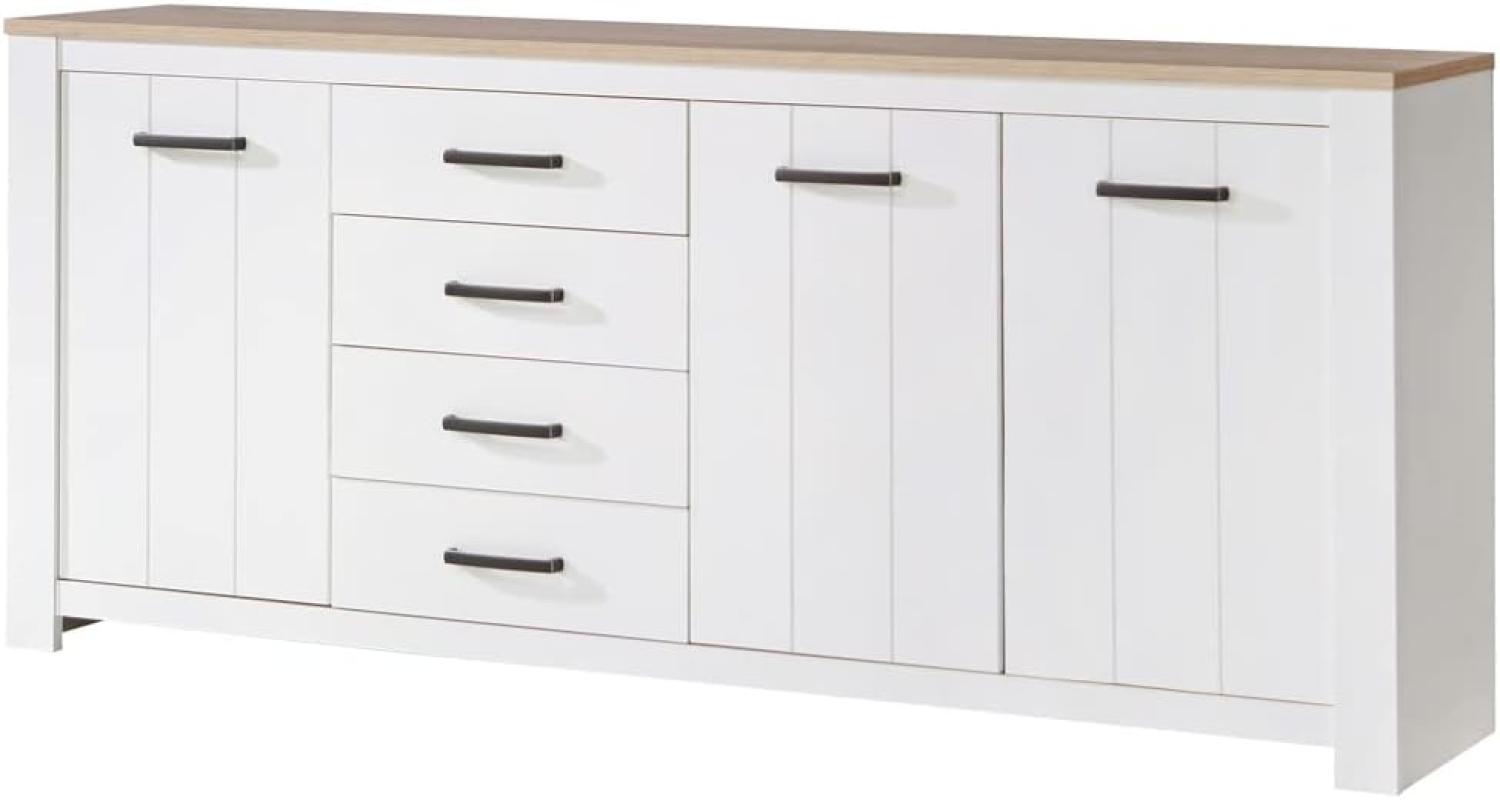 Sideboard Eike 2 weiß Eiche Bianco 206x96x43 cm Anrichte Wohnzimmer Bild 1